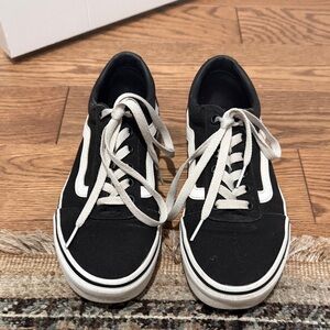 Classic Black Canvas Sneakers with White Accents